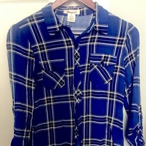 Blue Plaid Lightweight Blouse.